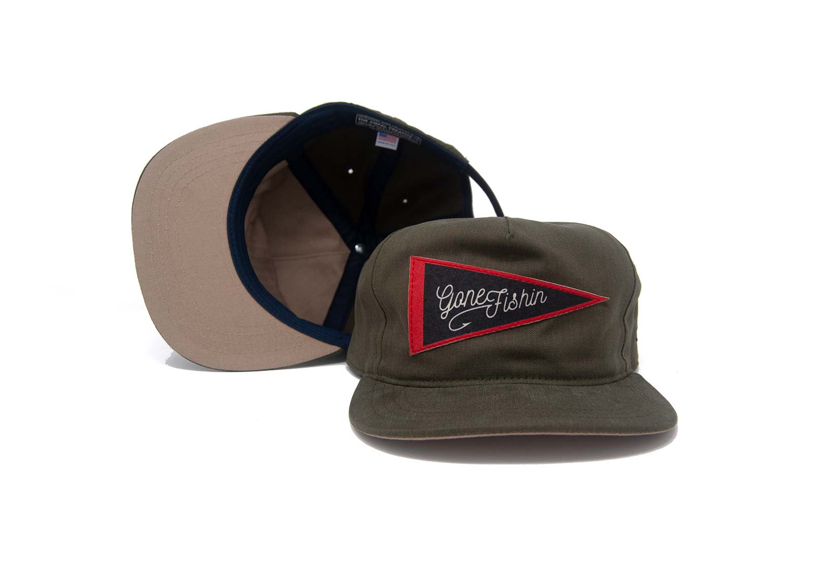 GONE FISHIN' Pennant Strapback - Olive