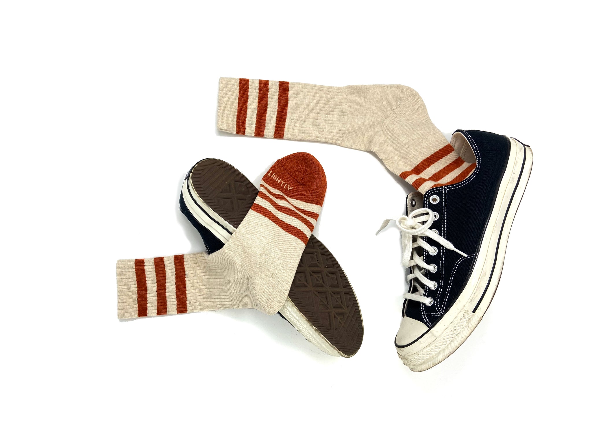 HEATHER STRIPES Socks - Cream/Orange