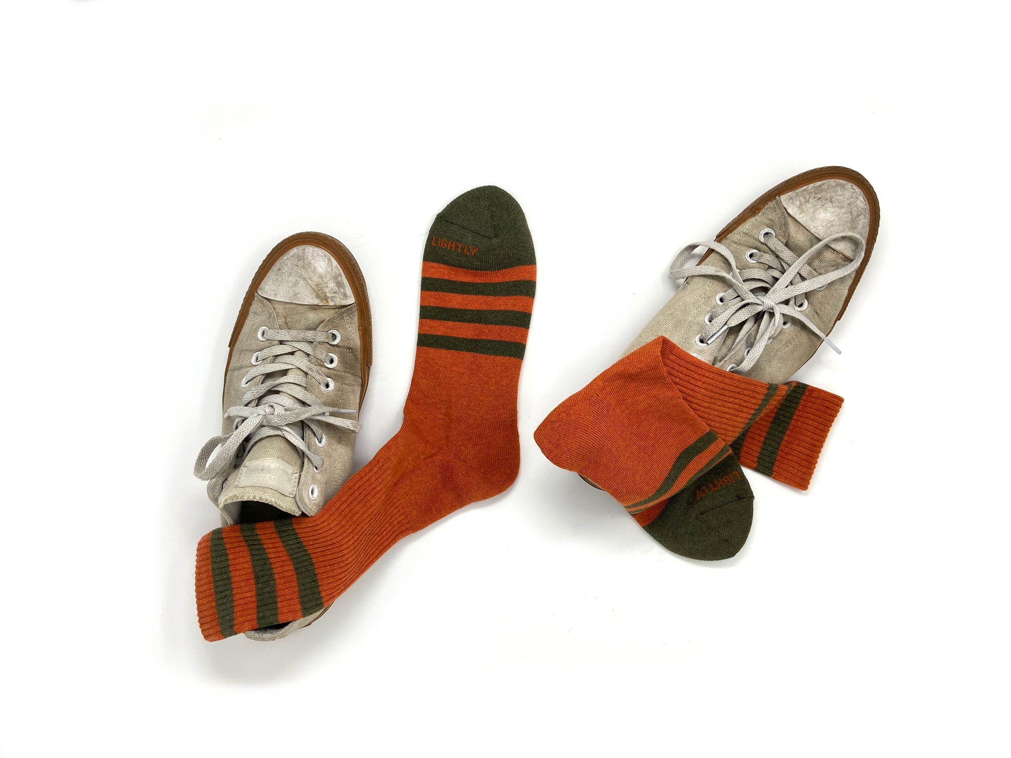 HEATHER STRIPES Socks - Orange/Olive